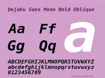 DejaVu Sans Mono Bold Oblique Version 2.8图片样张