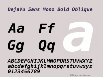 DejaVu Sans Mono Bold Oblique Version 2.10图片样张