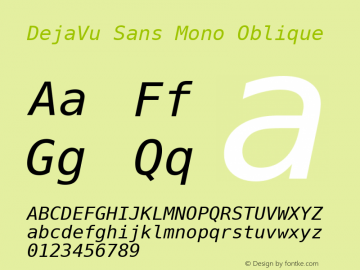 DejaVu Sans Mono Oblique Version 2.12图片样张