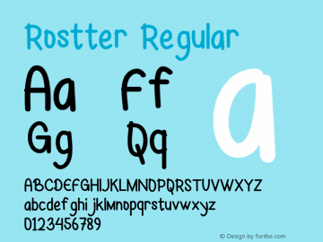 Rostter Version 1.00;August 12, 2021;FontCreator 13.0.0.2683 32-bit图片样张
