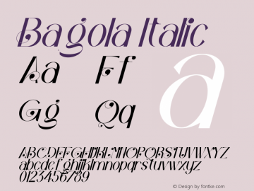 Bagola Italic Version 1.00;October 2, 2021;FontCreator 13.0.0.2683 64-bit图片样张