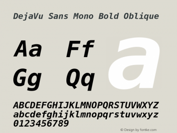 DejaVu Sans Mono Bold Oblique Version 2.27图片样张