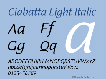 Ciabatta-LightItalic Version 1.000 | w-rip DC20190315图片样张