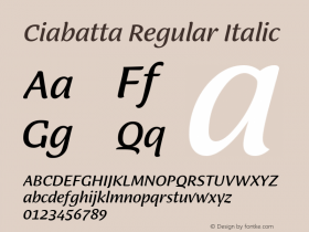 Ciabatta-RegularItalic Version 1.000 | w-rip DC20190315图片样张