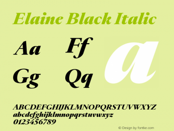 Elaine Black Italic Version 1.000;hotconv 1.0.109;makeotfexe 2.5.65596图片样张