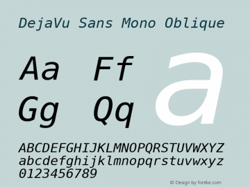 DejaVu Sans Mono Oblique Version 2.29图片样张