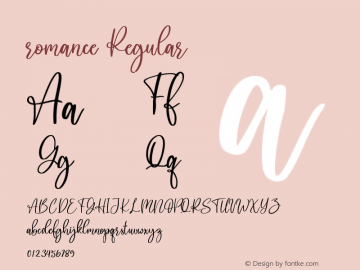 romance Version 1.00;February 16, 2021;FontCreator 13.0.0.2683 64-bit图片样张