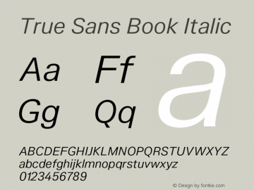 TrueSans-BookItalic Version 1.000图片样张