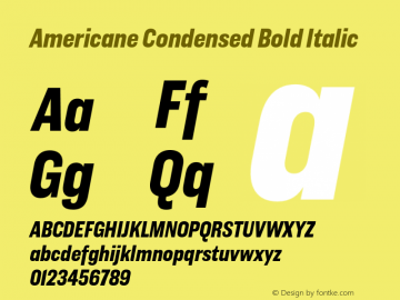 Americane Cond Bold Italic Version 1.000图片样张