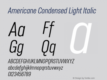 Americane Cond Light Italic Version 1.000图片样张