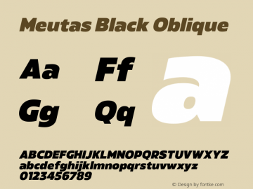 Meutas Black Oblique Version 1.000;hotconv 1.0.109;makeotfexe 2.5.65596图片样张