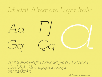 Mudzil Alternate Light Italic Version 1.001图片样张