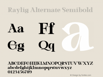 Raylig-AlternateSemiBold Version 1.001图片样张