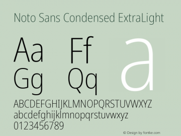 Noto Sans Condensed ExtraLight Version 2.005; ttfautohint (v1.8.3) -l 8 -r 50 -G 200 -x 14 -D latn -f none -a qsq -X 