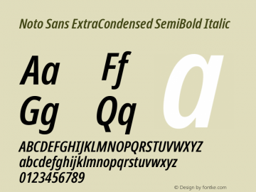 Noto Sans ExtraCondensed SemiBold Italic Version 2.004; ttfautohint (v1.8.3) -l 8 -r 50 -G 200 -x 14 -D latn -f none -a qsq -X 