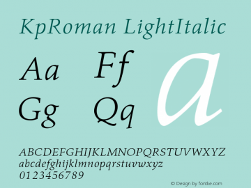 KpRoman-LightItalic Version 0.40图片样张