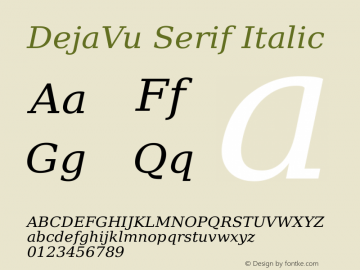 DejaVu Serif Italic Version 2.19 Font Sample