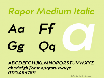 Rapor Medium Italic Version 1.000图片样张