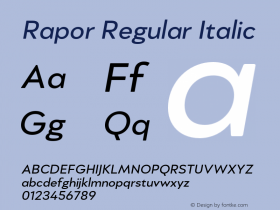 Rapor-RegularItalic Version 1.000图片样张