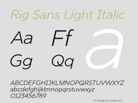 Rig Sans Light Italic Version 1.000;FEAKit 1.0图片样张