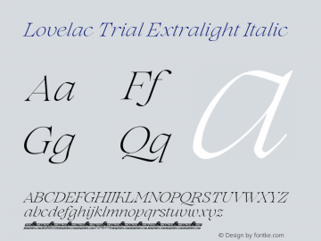 Lovelac Trial Extralight Italic Version 1.000图片样张