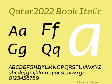 Qatar2022 Book Italic Version 1.000;hotconv 1.0.109;makeotfexe 2.5.65596图片样张