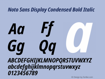 Noto Sans Display Condensed Bold Italic Version 2.004图片样张