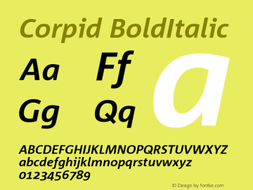 Corpid BoldItalic Macromedia Fontographer 4.1 00-04-18 Font Sample