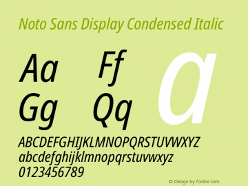 Noto Sans Display Condensed Italic Version 2.005图片样张