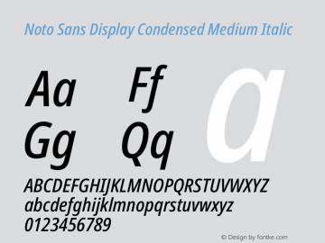 Noto Sans Display Condensed Medium Italic Version 2.005图片样张