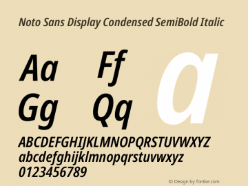 Noto Sans Display Condensed SemiBold Italic Version 2.004图片样张