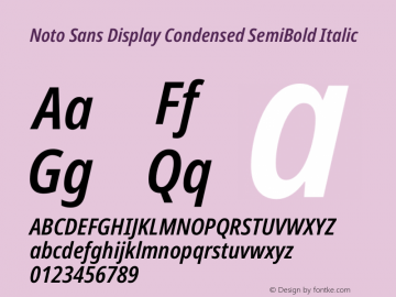 Noto Sans Display Condensed SemiBold Italic Version 2.005图片样张