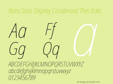 Noto Sans Display Condensed Thin Italic Version 2.005图片样张