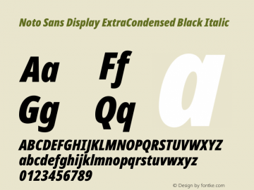 Noto Sans Display ExtraCondensed Black Italic Version 2.004图片样张