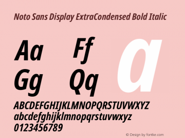 Noto Sans Display ExtraCondensed Bold Italic Version 2.004图片样张