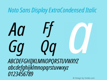 Noto Sans Display ExtraCondensed Italic Version 2.004图片样张