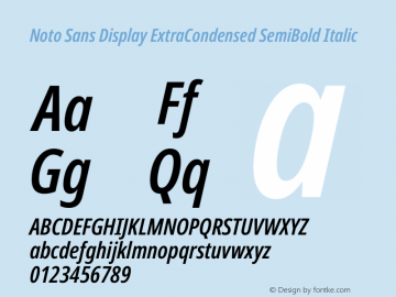 Noto Sans Display ExtraCondensed SemiBold Italic Version 2.004图片样张