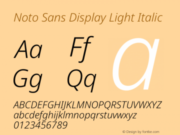 Noto Sans Display Light Italic Version 2.004图片样张