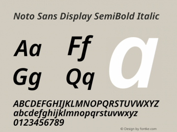Noto Sans Display SemiBold Italic Version 2.004图片样张