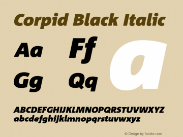 Corpid Black Italic 001.072 Font Sample