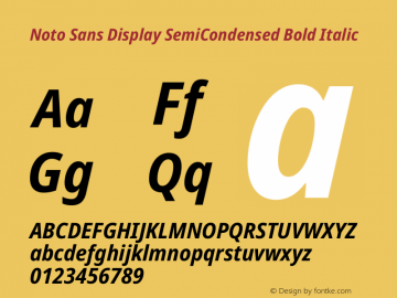 Noto Sans Display SemiCondensed Bold Italic Version 2.004图片样张