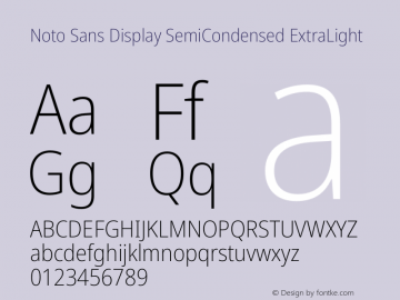Noto Sans Display SemiCondensed ExtraLight Version 2.006图片样张