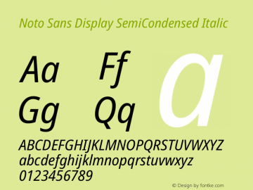 Noto Sans Display SemiCondensed Italic Version 2.004图片样张