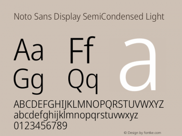 Noto Sans Display SemiCondensed Light Version 2.005图片样张
