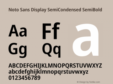 Noto Sans Display SemiCondensed SemiBold Version 2.005图片样张