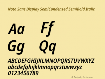 Noto Sans Display SemiCondensed SemiBold Italic Version 2.005图片样张