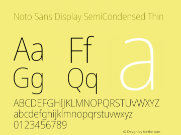 Noto Sans Display SemiCondensed Thin Version 2.005图片样张
