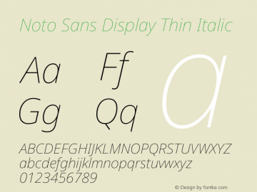 Noto Sans Display Thin Italic Version 2.004图片样张