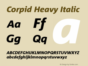 Corpid Heavy Italic 001.072 Font Sample