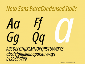 Noto Sans ExtraCondensed Italic Version 2.005图片样张